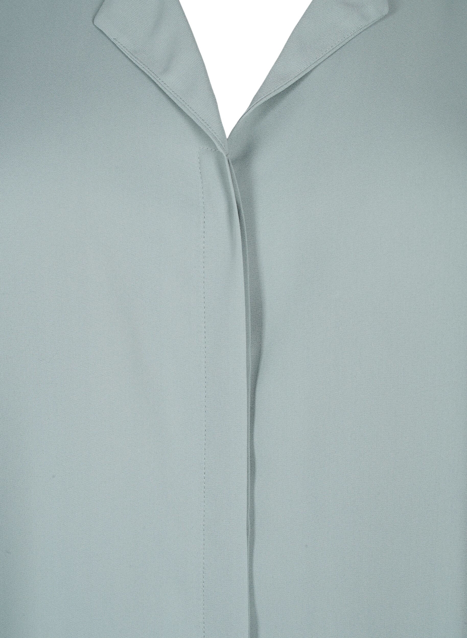 Zizzi Ensfarget skjorte med v-hals, Chinois Green, Packshot image number 2