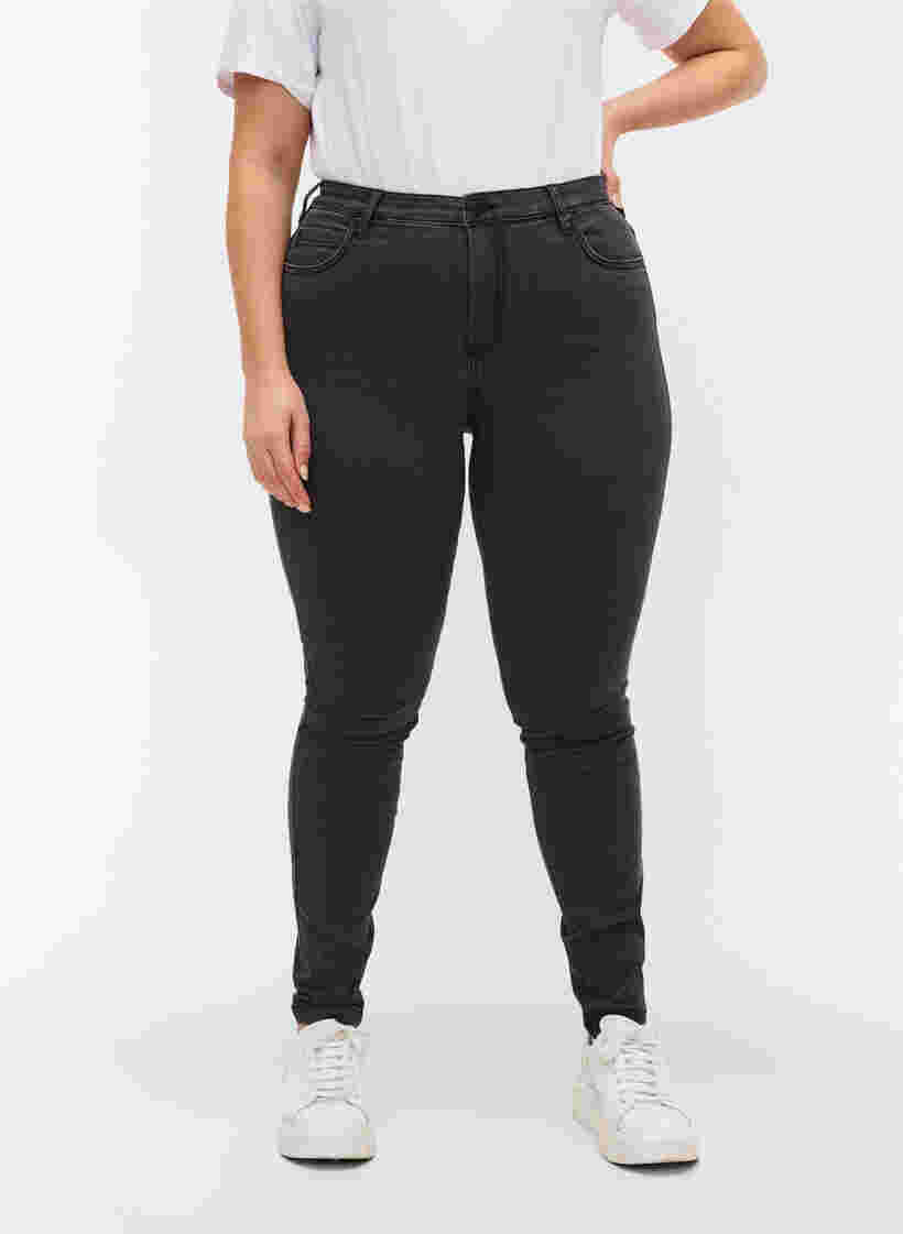 Super slim Amy jeans med høyt liv, Grey Denim, Model image number 3
