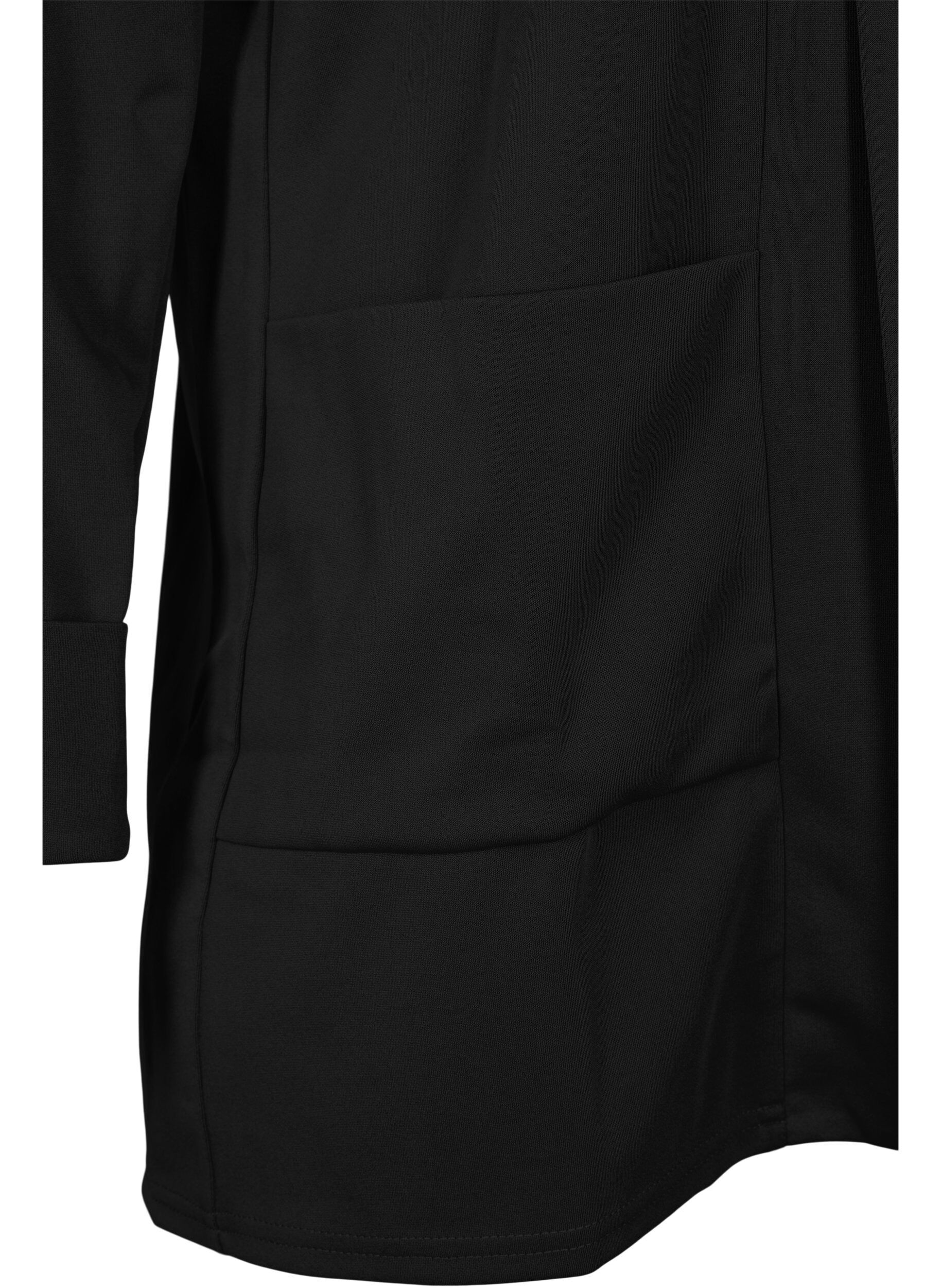 Zizzi &Aring;pen blazer med 3/4-ermer, Black, Packshot image number 2