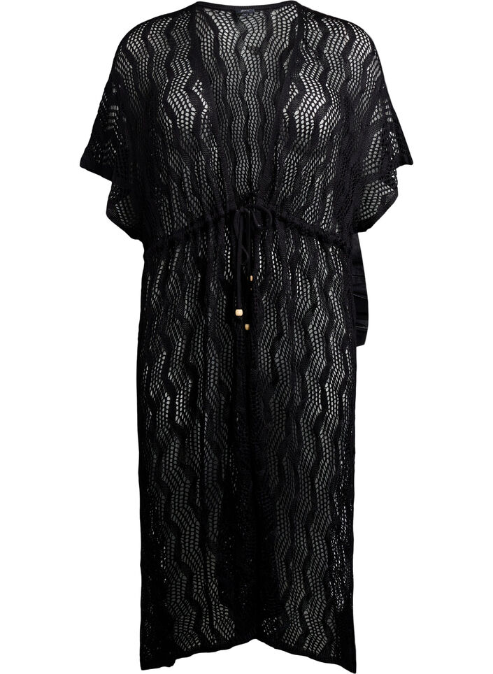 Strandkimono med knytebelte, Svart, Packshot image number 0