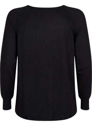 Strikket bluse med Raglan-ermer, Black, Packshot image number 1