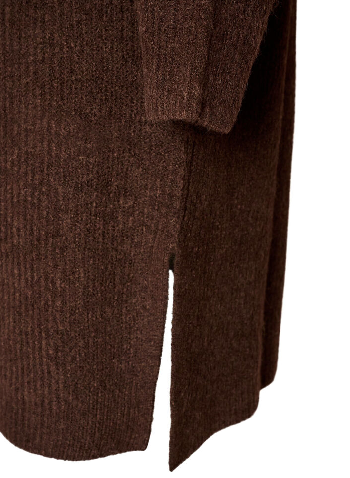 Strikket kjole med h&oslash;y hals, Brun, Packshot image number 3