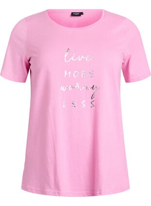Zizzi FLASH - T-skjorte med motiv, Begonia Pink Live, Packshot image number 0