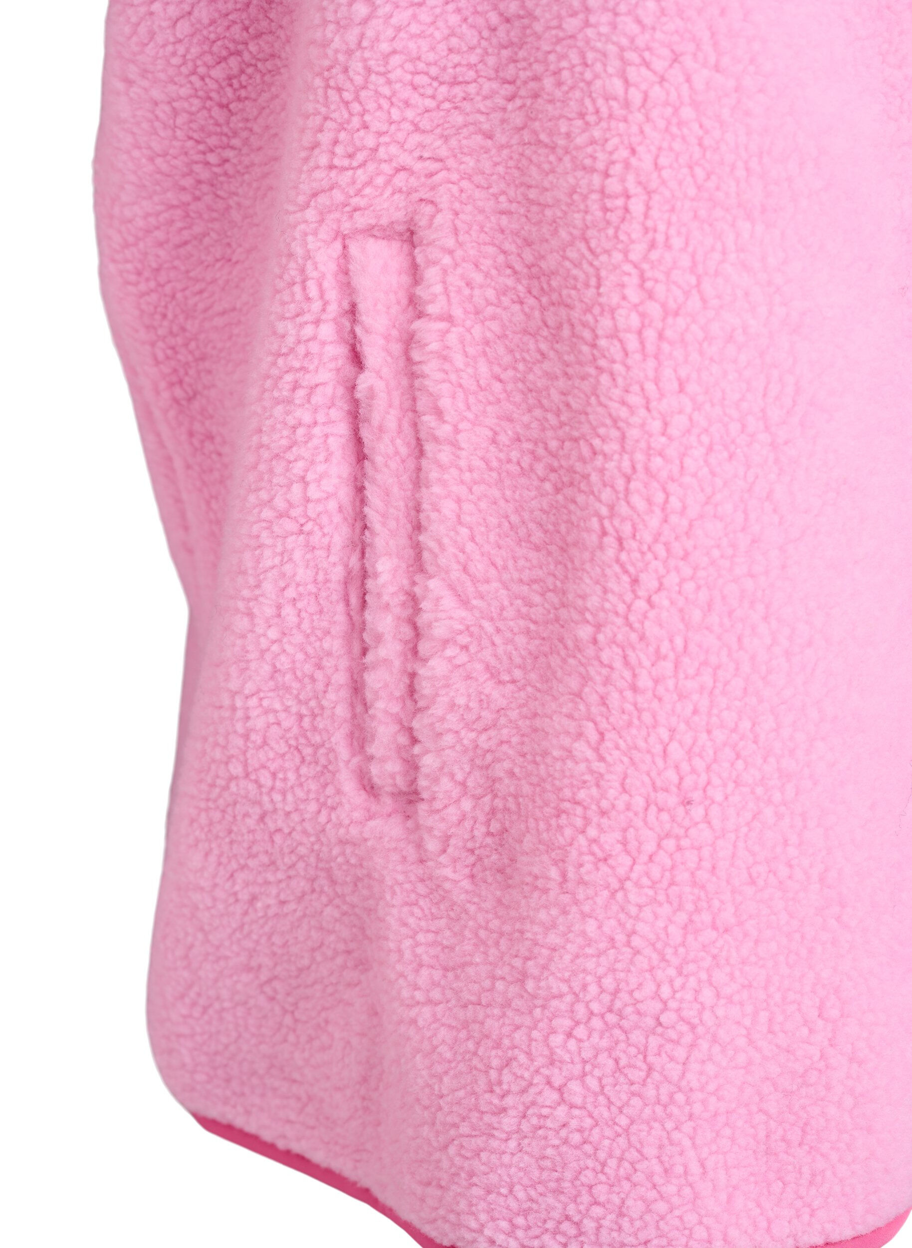 Zizzi Teddy fleece vest med glidel&aring;s og kontrastdetaljer, Rosa, Packshot image number 3