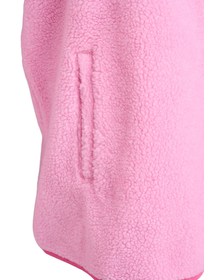 Teddy fleece vest med glidel&aring;s og kontrastdetaljer, Rosa, Packshot image number 3