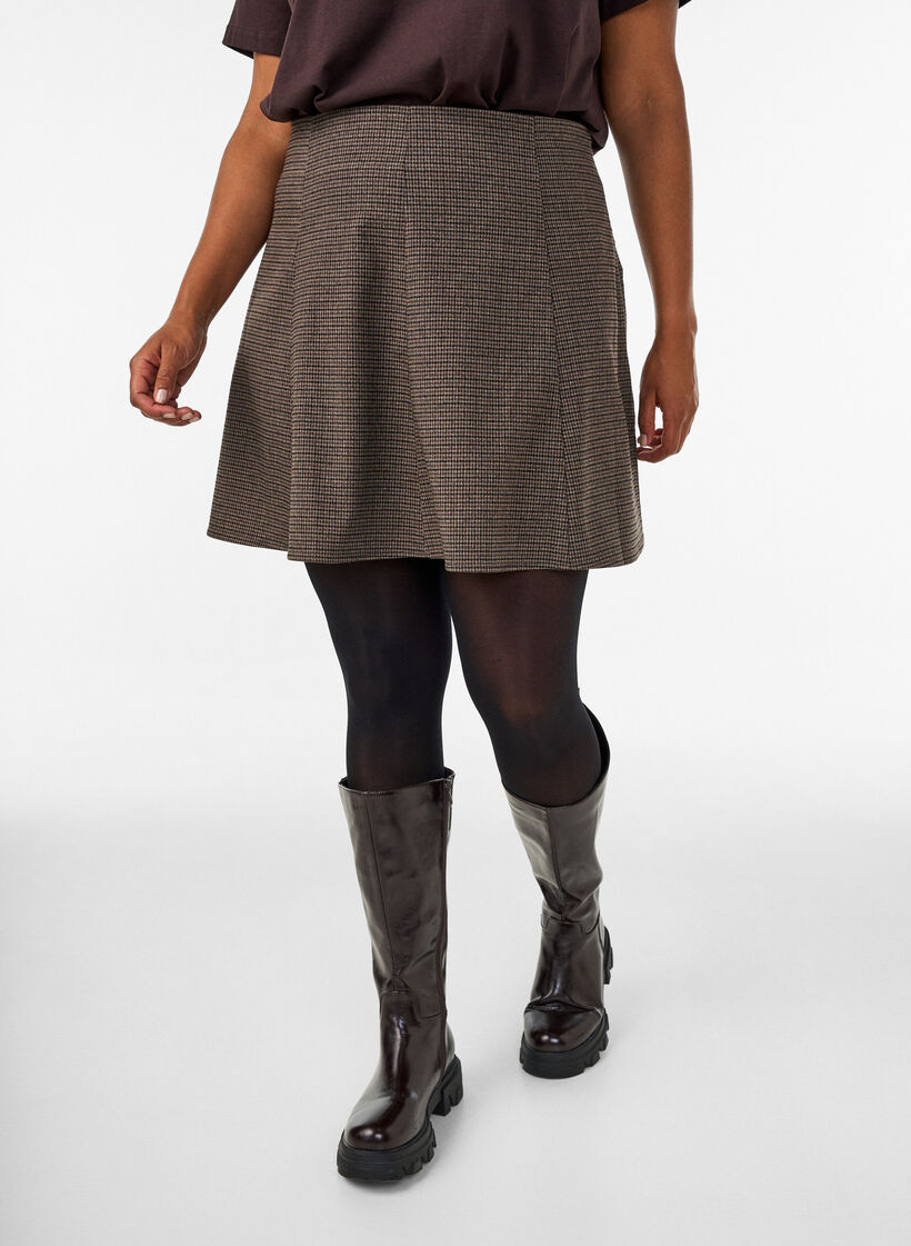 Liten A-line skj&oslash;rt, Brun, Model image number 3