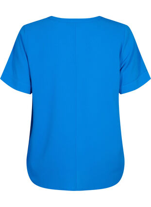 Kortermet bluse med V-hals, Victoria blue, Packshot image number 1