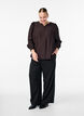 Viskosebluse med smock og rynkede detaljer, Brun, Model image number 1