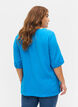 Bluse med ballongermer, Indigo Bunting, Model image number 1