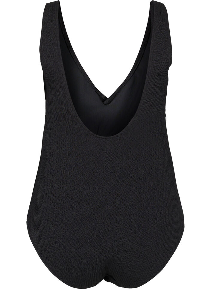 Badedrakt med omslagseffekt, Black, Packshot image number 1