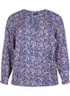 FLASH - Langermet bluse med mønster, Strong Blue Flower, Packshot image number 0