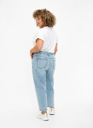 Cropped Vera jeans med destroy-detaljer	, Blue Denim, Model image number 1