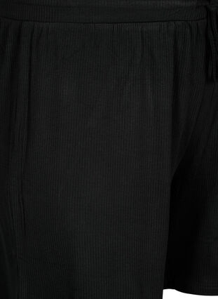 Løs shorts i viskose med ribb, Black, Packshot image number 2