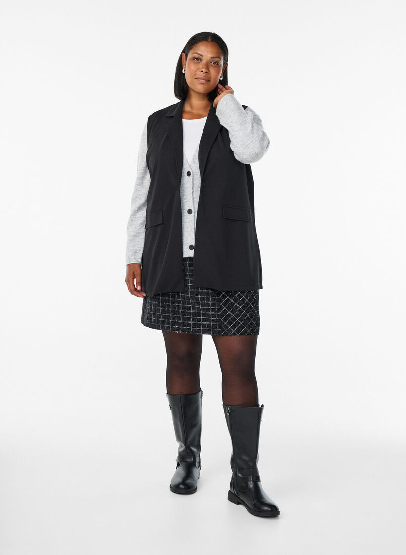 Ermeløs blazer-vest med klassiske slag, Black Shimmer, Model