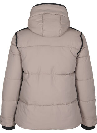 Zizzi Kort puffjakke med kontrastdetaljer, Beige, Packshot image number 1