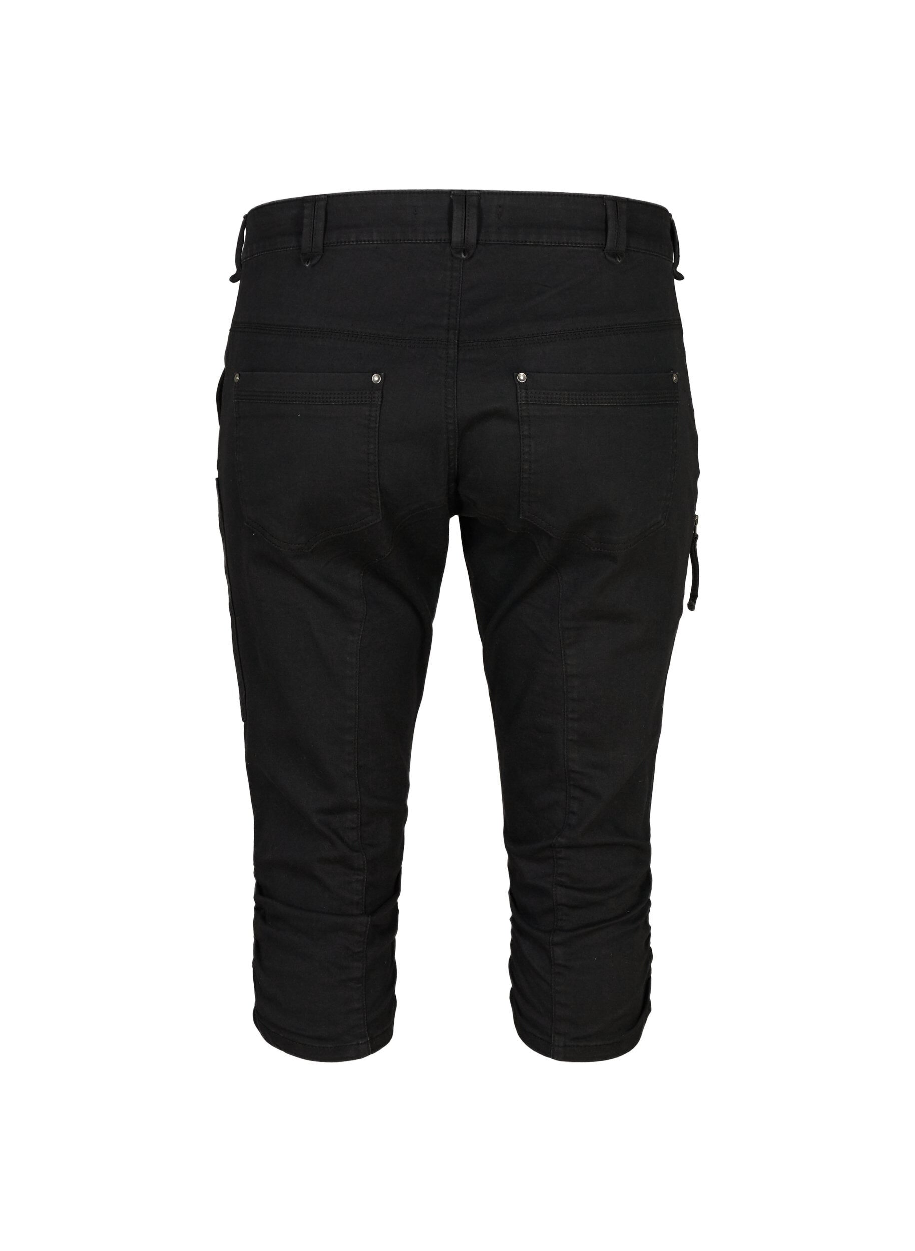 ZizziSlim-fit capri-jeans med lommer, Svart, Packshot image number 1