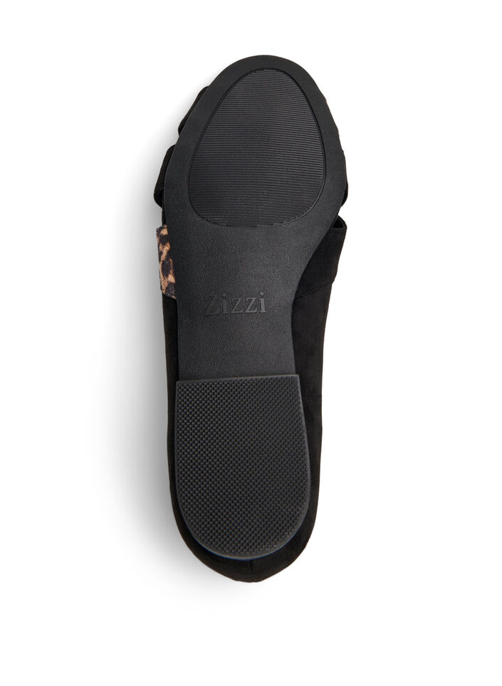 Wide fit - Spisse ballerinaflats, Black Leopard, Packshot