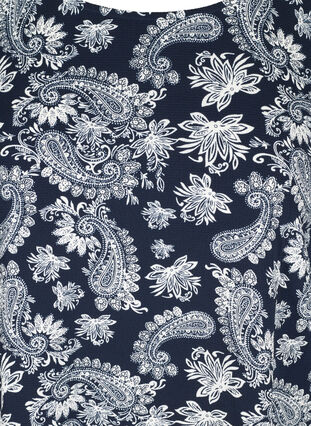 Mønstrete bluse med blonderygg og 3/4-ermer, Night Sky/Paisley, Packshot image number 2