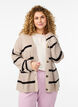 FLASH - Strikket cardigan med striper og knapper, Beige, Model image number 0