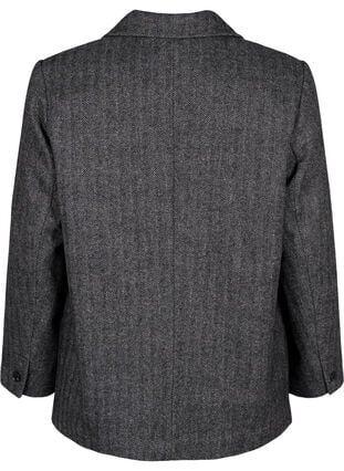 Zizzi Blazer i ullblanding med lommer, Dark Grey Melange, Packshot image number 1