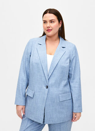 Zizzi Melert blazer med knappelukking, Infinity , Model image number 0