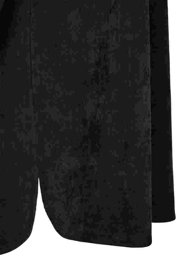 Fløyelskjole med 3/4-ermer og knapper, Black, Packshot image number 3