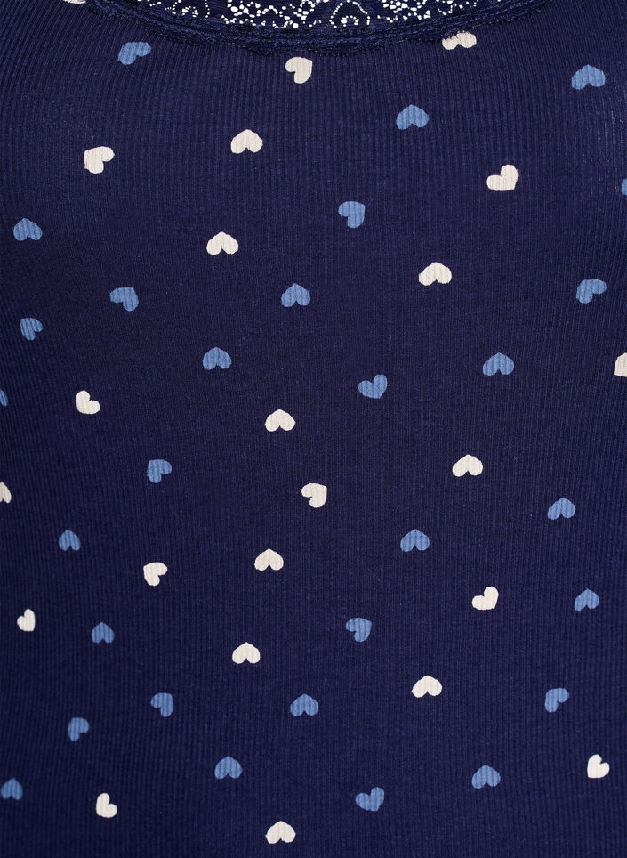 Topp med trykk og blondekant, Blå, Packshot image number 2