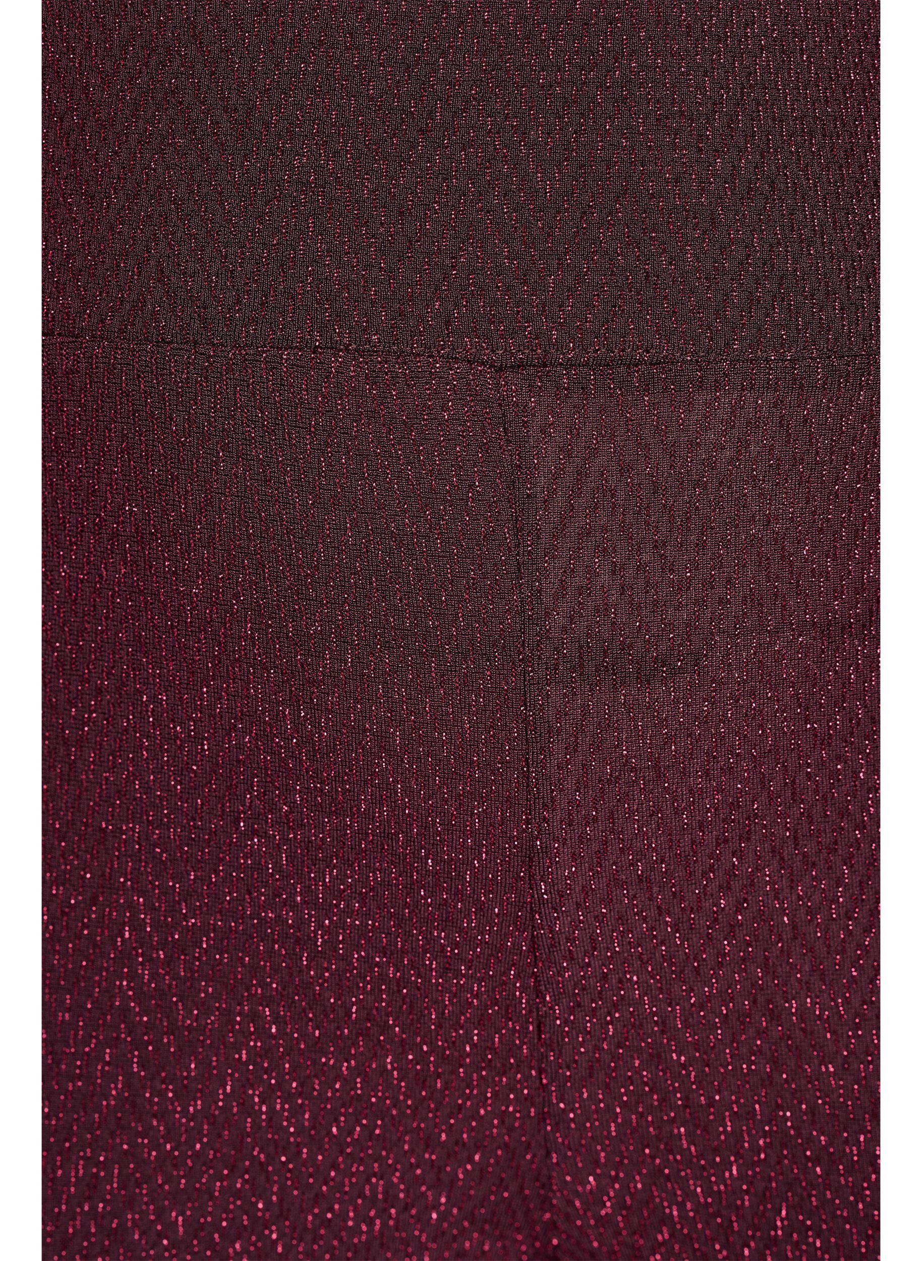 Zizzi Glitterm&oslash;nstrede leggings, M&oslash;rk Bordeaux, Packshot image number 2