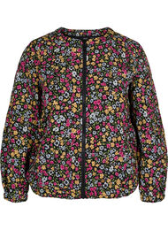 Kort jakke med lommer og blomstermønster, Black Ditzy Flower