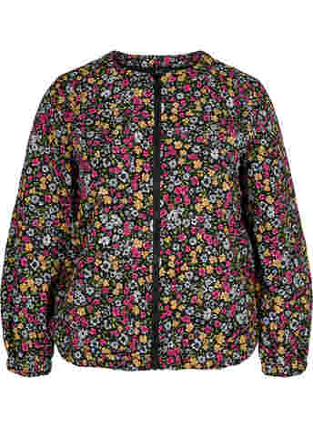 Kort jakke med lommer og blomstermønster