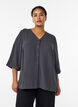 Skjortebluse med v-hals og 3/4 ermer, Gr&aring;, Model image number 0