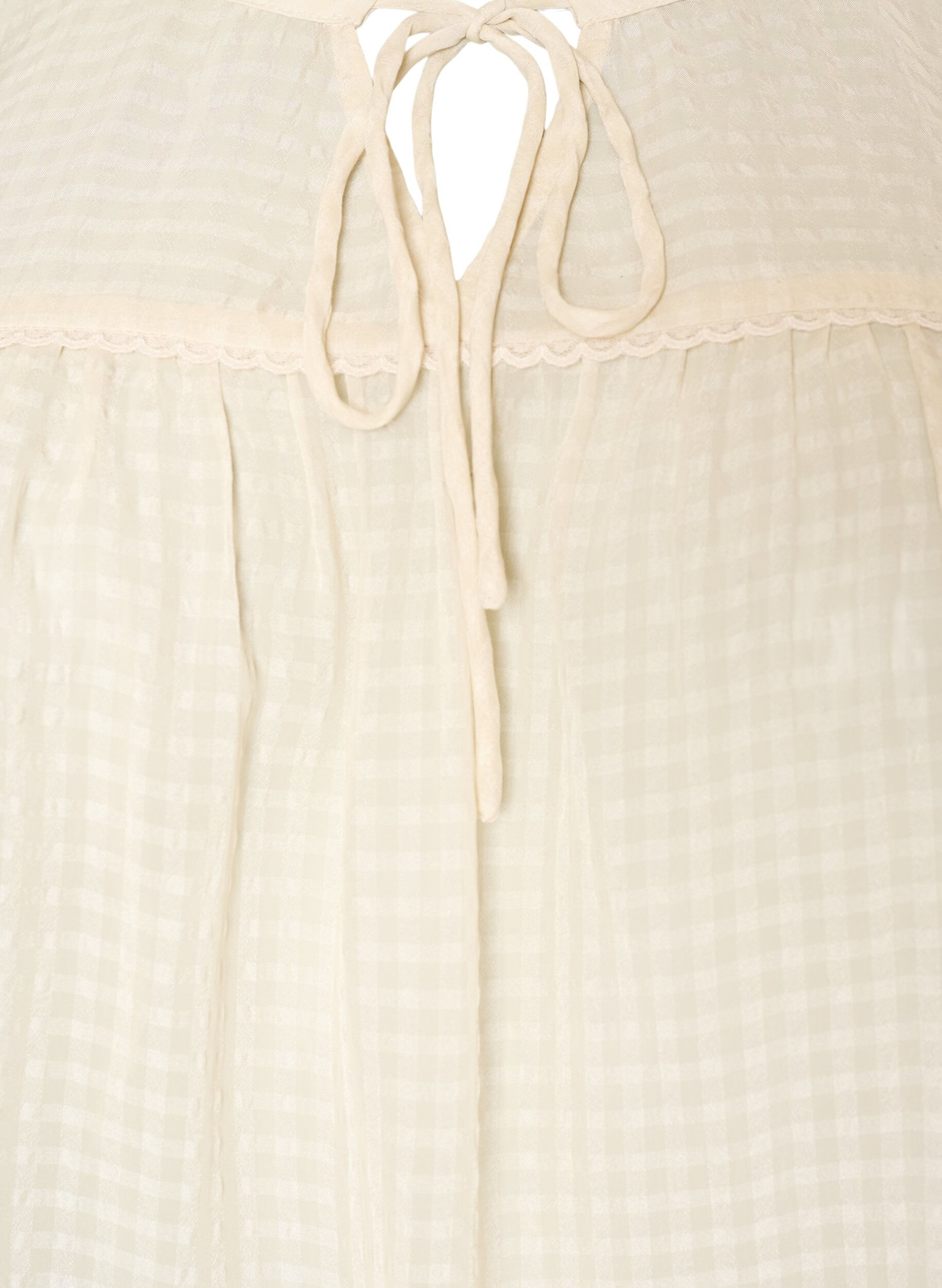 ZizziBluse i seersucker med knytesnor, Beige, Packshot image number 2