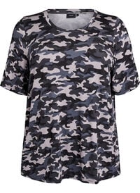 T-skjorte med TENCEL™ Lyocell og kamuflasjetrykk, Grå T-skjorte med TENCEL™ Lyocell og kamuflasjetrykk