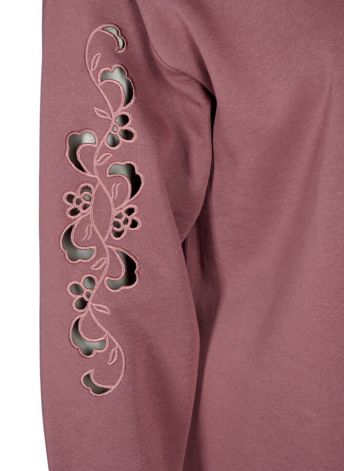 Joggekjole med broderte detaljer, Rose Brown, Packshot image number 3