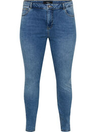 Super slim Amy jeans i en bomullsmiks, Blue denim