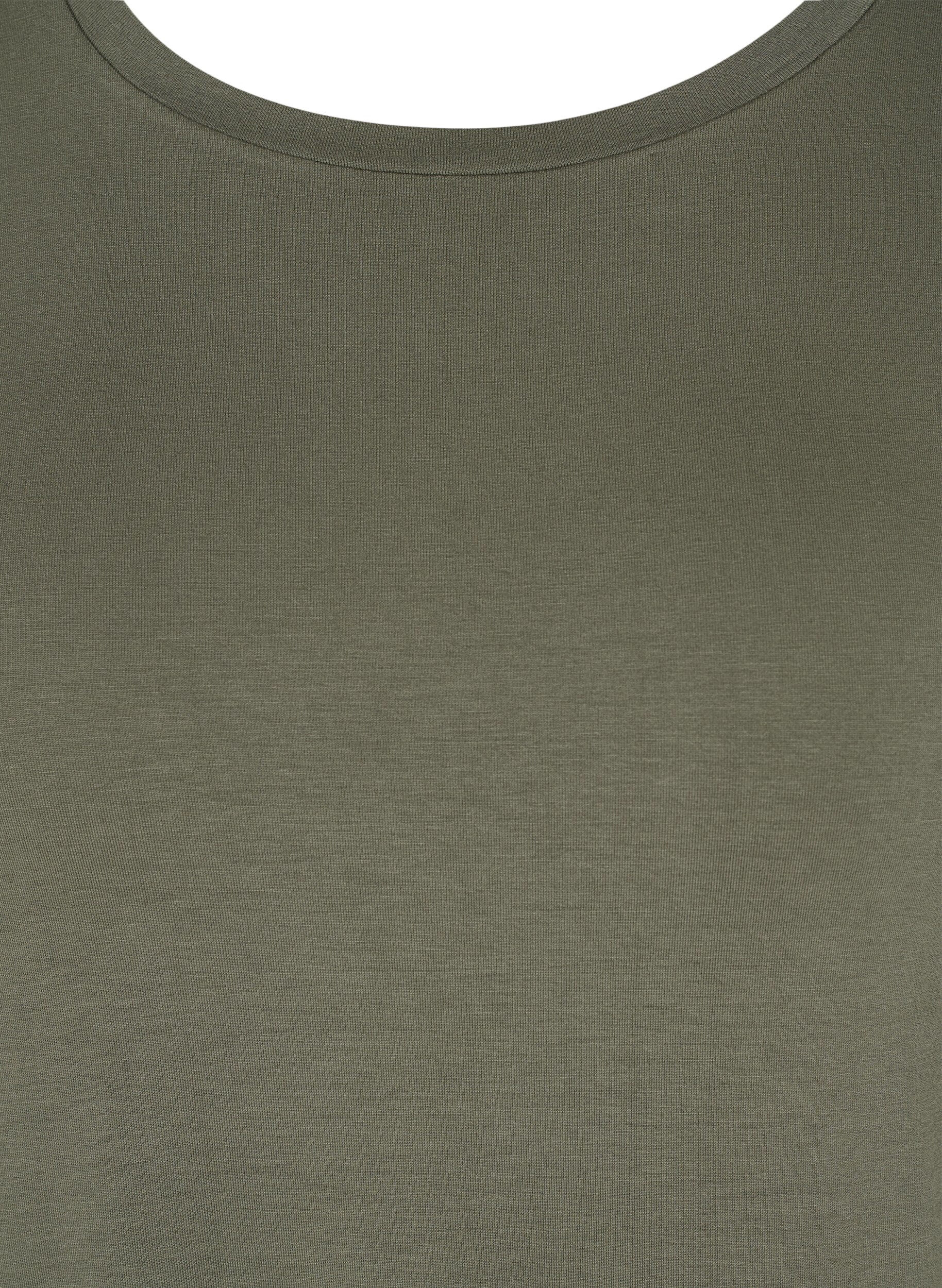 Zizzi Kortermet viskosetunika med sn&oslash;redetaljer, Dusty Olive, Packshot image number 2