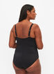 Vattert badedrakt med draperinger , Svart, Model image number 1