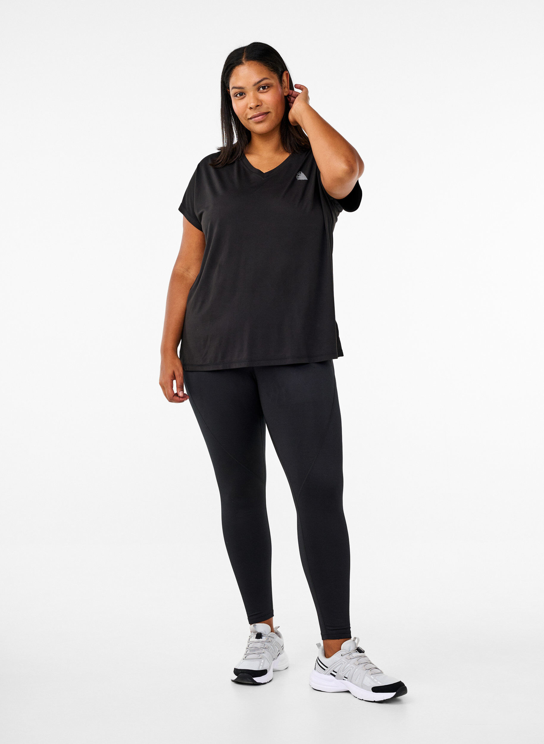 ZizziTreningstights med fleece f&ocirc;r, Svart, Model image number 1
