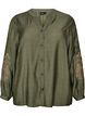 Viskoseskjorte med broderte ermer, Gr&oslash;nn, Packshot image number 0