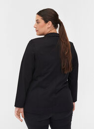 Enkel blazer med knapp og pyntelommer, Black, Model