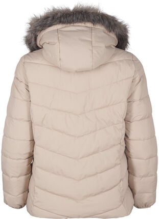 Zizzi Kort boblejakke med hette, Beige, Packshot image number 1