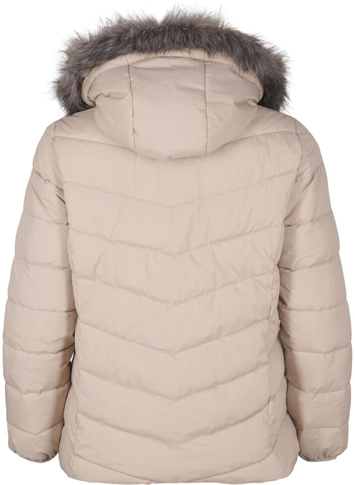Kort boblejakke med hette, Beige, Packshot image number 1