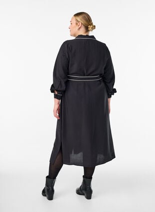 Zizzi Midiskjortekjole med kontrastkanter, Svart, Model image number 1