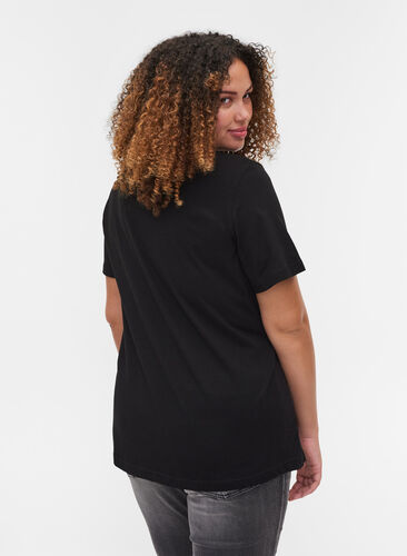 T-skjorte i bomull med trykk, Black/Magnificent, Model image number 1