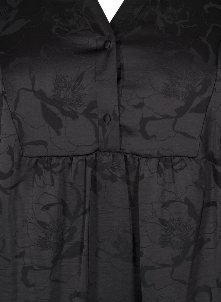 Kort satengkjole med tone-på-tone mønster, Black, Packshot image number 2