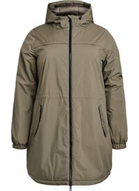 Lett polstret parka med hette, Grønn Lett polstret parka med hette