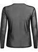 Bluse i mesh med rhinesteiner og lange ermer, Svart, Packshot image number 1