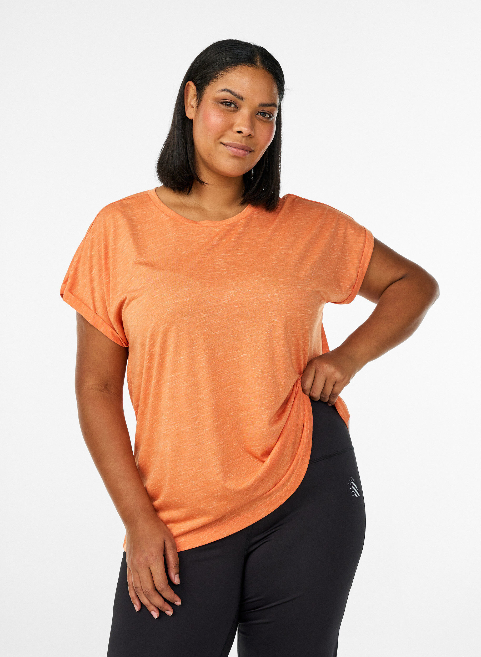 L&oslash;s trenings-T-skjorte med korte ermer, Orange, Model
