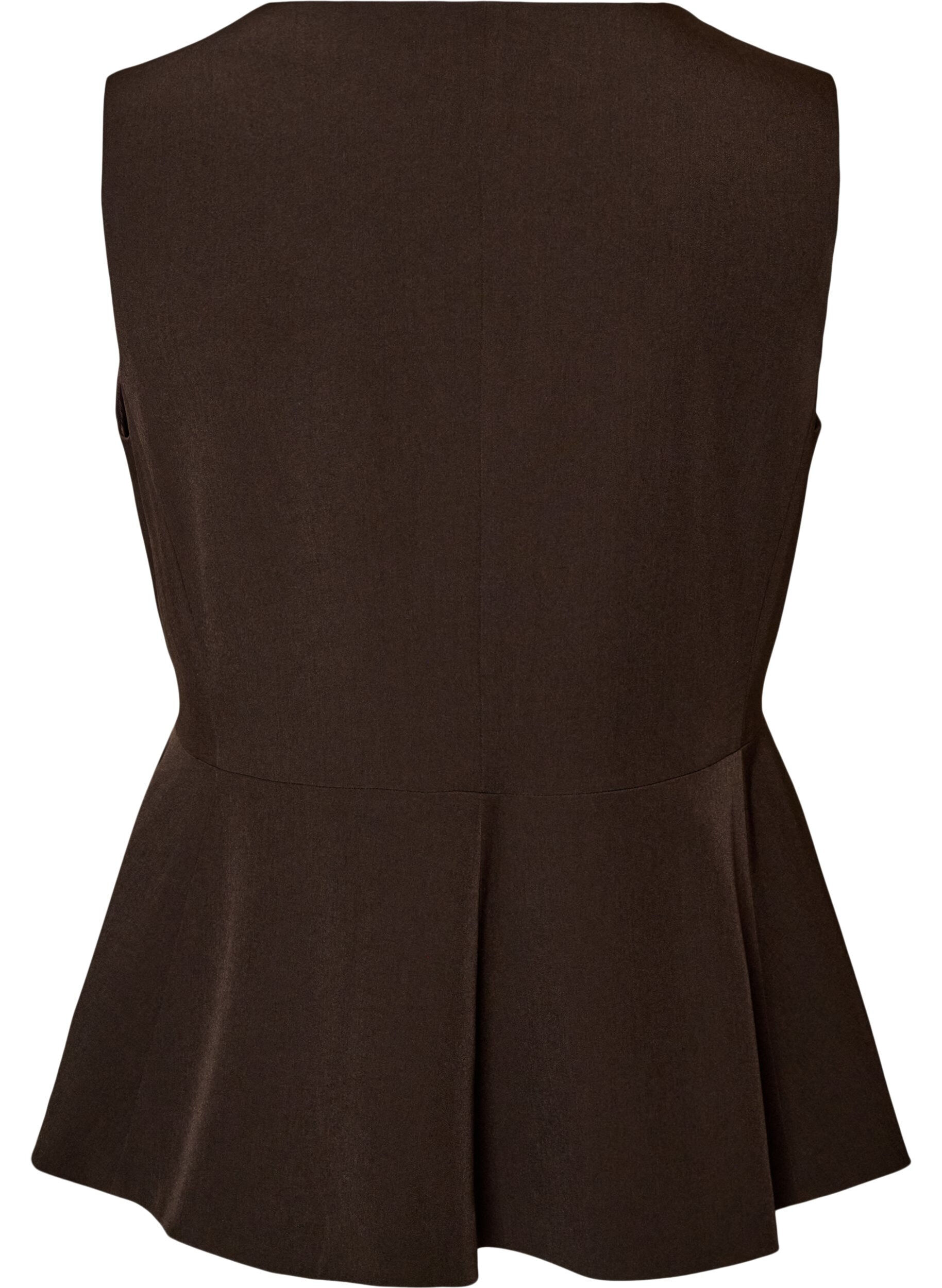 ZizziStripet vest med peplum, Brun, Packshot image number 1