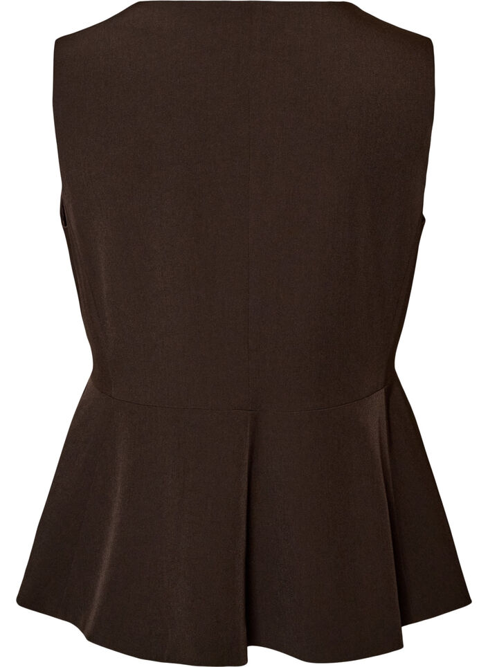 Stripet vest med peplum, Brun, Packshot image number 1